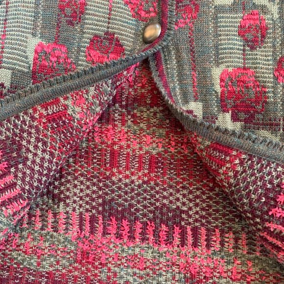 Vintage Cherry Lewis Floral Chunky Knit Wool Sweater Cardigan - Picture 5 of 7